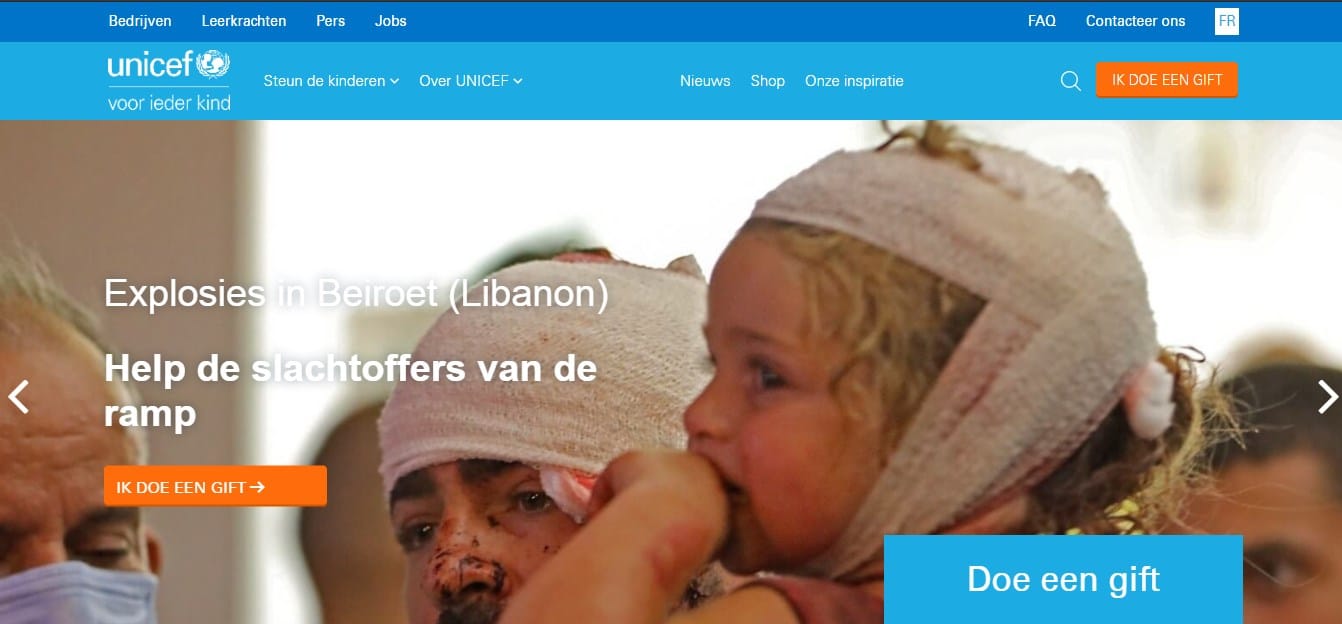 40 grandes marcas que usan WordPress sitio web unicef